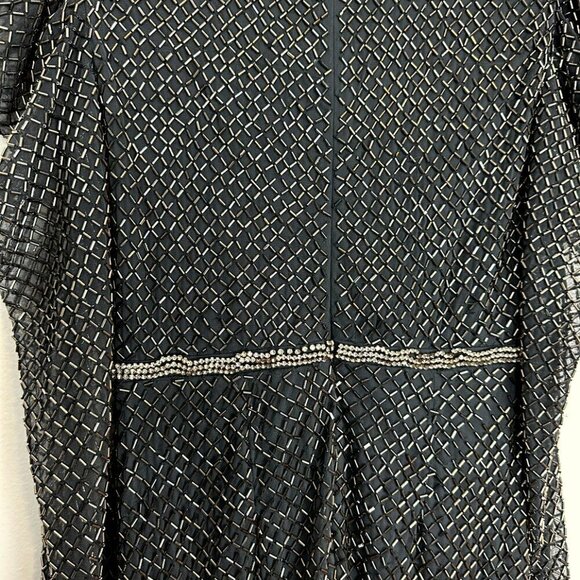 MAC DUGGAL Beaded Long Sleeve Sheath Dress in Charcoal Size US 6 - Picture 9 of 10